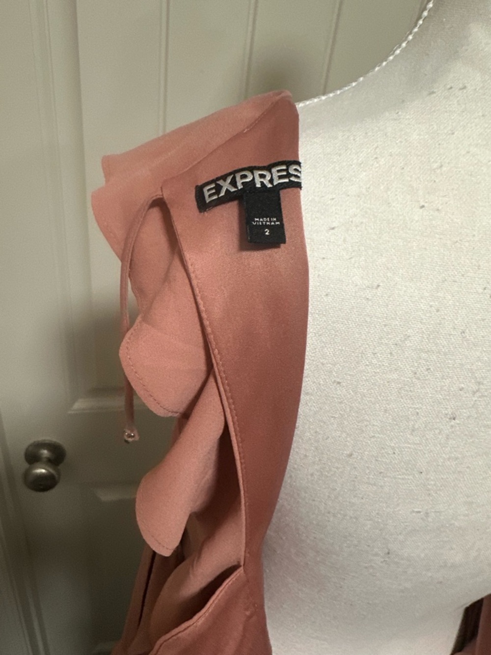 Express Rose Ruffle V-Neck Mini Dress - Picture 6 of 6